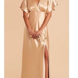 Birdy Great Elegant Gold Satin Evening Dress